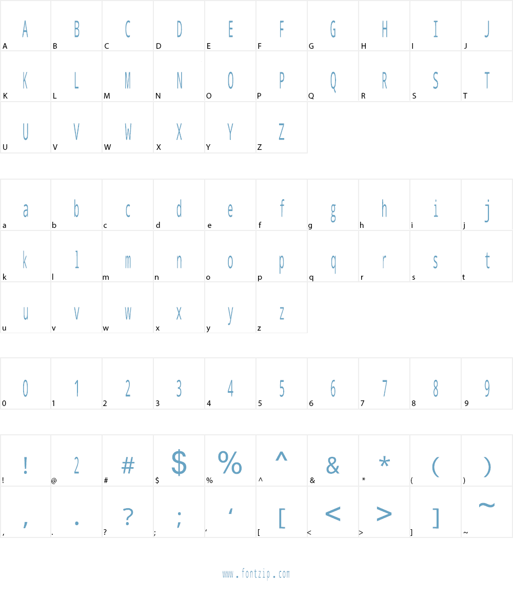 Thin Text Font Character